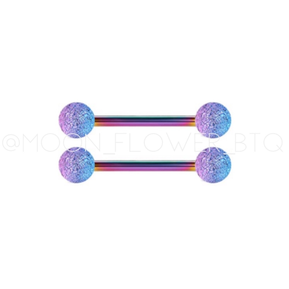 Rainbow Sandblast Nipple Rings
